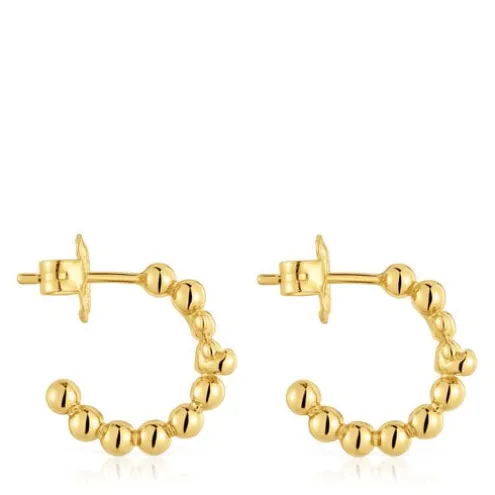 Brincos de argola banhados a ouro de 18 K sobre prata e motivo urso Gloss