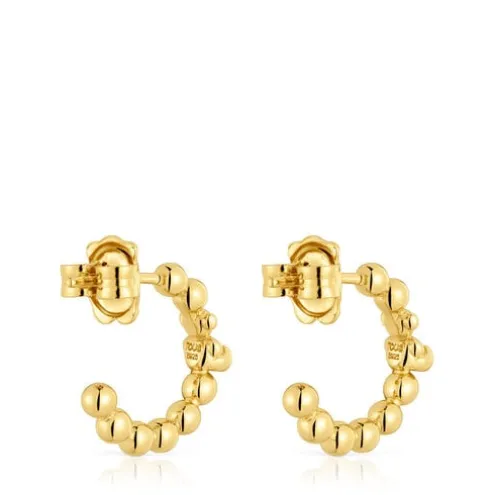 Brincos de argola banhados a ouro de 18 K sobre prata e motivo urso Gloss