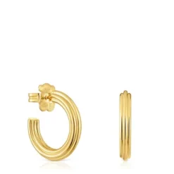 Brincos de argola banhados a ouro de 18 K sobre prata e motivo flor TOUS 1950