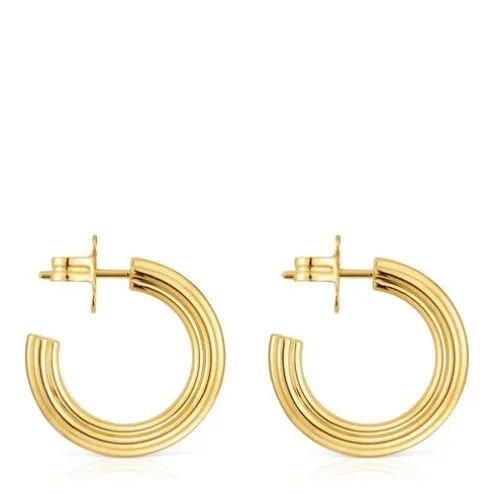 Brincos de argola banhados a ouro de 18 K sobre prata e motivo flor TOUS 1950