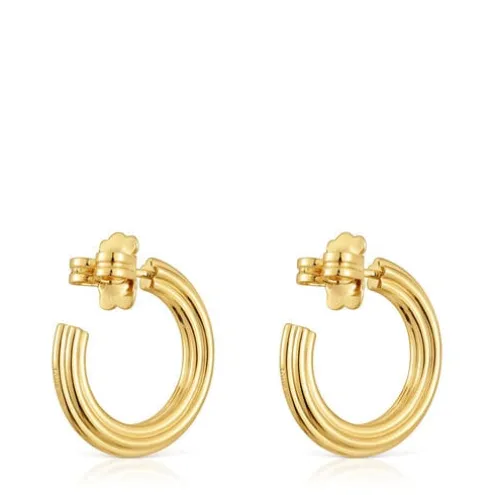 Brincos de argola banhados a ouro de 18 K sobre prata e motivo flor TOUS 1950