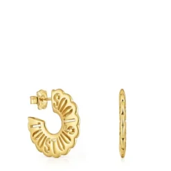 Brincos de argola banhados a ouro de 18 K sobre prata 25 mm Miranda