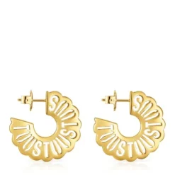 Brincos de argola banhados a ouro de 18 K sobre prata 25 mm Miranda