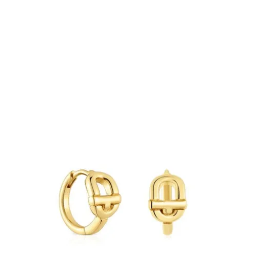 Brincos de argola banhados a ouro de 18 K sobre prata e motivo TOUS MANIFESTO