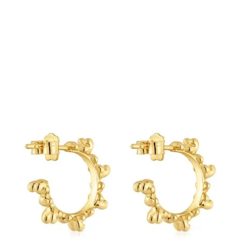 Brincos de argola banhados a ouro 18 K sobre prata 12 mm Bold Bear