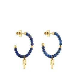 Brincos de argola com banho de ouro de 18 K sobre prata e sodalite TOUS MANIFESTO