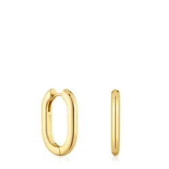 Brincos de argola compridos banhados a ouro de 18 K sobre prata 22 mm TOUS Basics
