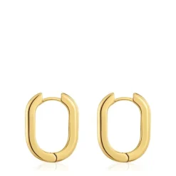 Brincos de argola compridos banhados a ouro de 18 K sobre prata 22 mm TOUS Basics