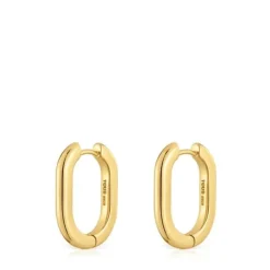 Brincos de argola compridos banhados a ouro de 18 K sobre prata 22 mm TOUS Basics