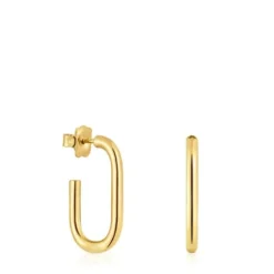 Brincos de argola compridos banhados a ouro de 18 K sobre prata 25 mm TOUS Basics