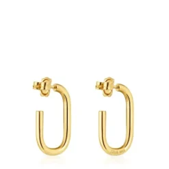 Brincos de argola compridos banhados a ouro de 18 K sobre prata 25 mm TOUS Basics