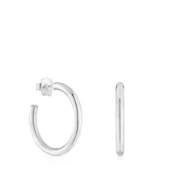 Brincos de argola compridos em prata 24 mm TOUS Basics