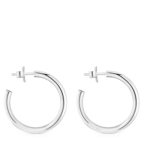 Brincos de argola compridos em prata 24 mm TOUS Basics