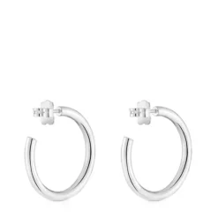 Brincos de argola compridos em prata 24 mm TOUS Basics