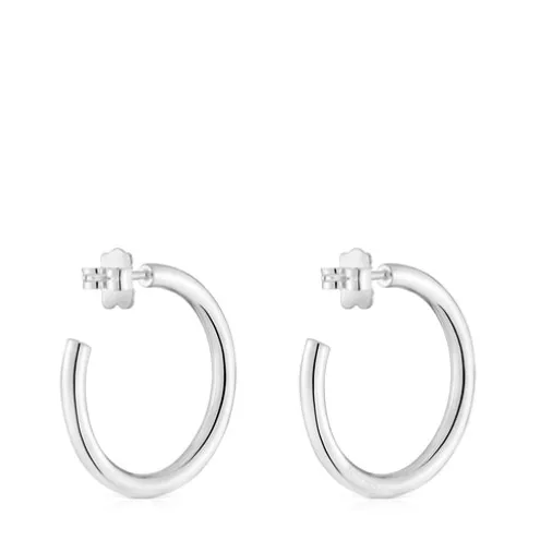 Brincos de argola compridos em prata 24 mm TOUS Basics