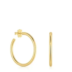 Brincos de argola compridos banhados a ouro de 18 K sobre prata 38 mm Basics