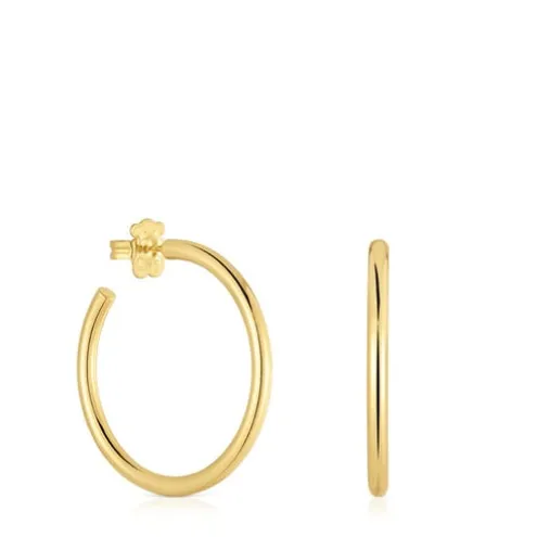 Brincos de argola compridos banhados a ouro de 18 K sobre prata 38 mm Basics