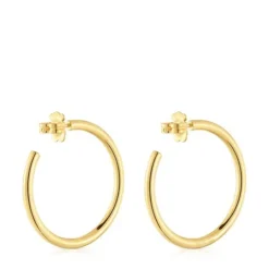 Brincos de argola compridos banhados a ouro de 18 K sobre prata 38 mm Basics