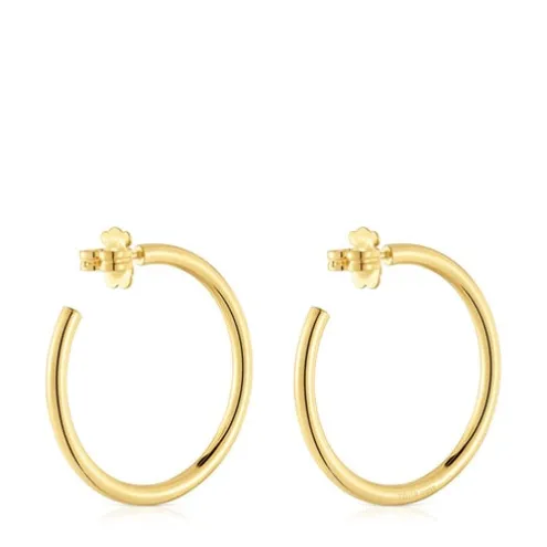 Brincos de argola compridos banhados a ouro de 18 K sobre prata 38 mm Basics