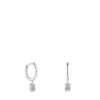 Brincos de argola curtos urso em ouro branco com diamantes TOUS Grain
