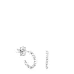 Brincos de argola curtos bolas em prata 10 mm TOUS Basics