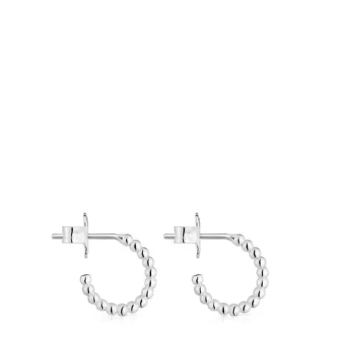 Brincos de argola curtos bolas em prata 10 mm TOUS Basics