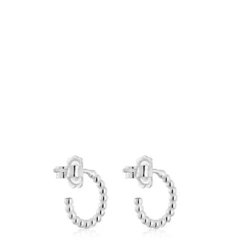 Brincos de argola curtos bolas em prata 10 mm TOUS Basics