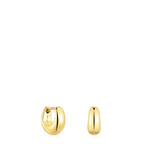 Brincos de argola curtos grossos banhados a ouro de 18 K sobre prata TOUS Basics