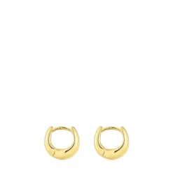 Brincos de argola curtos grossos banhados a ouro de 18 K sobre prata TOUS Basics