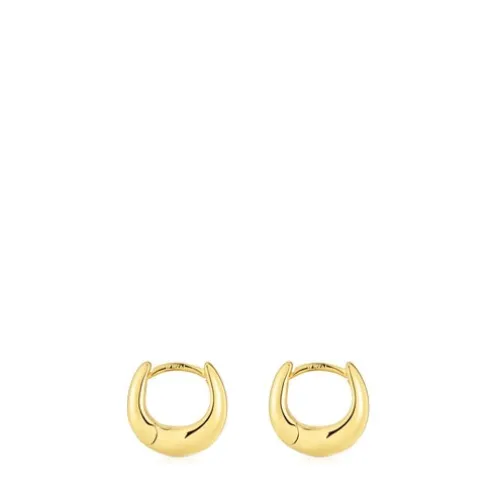 Brincos de argola curtos grossos banhados a ouro de 18 K sobre prata TOUS Basics