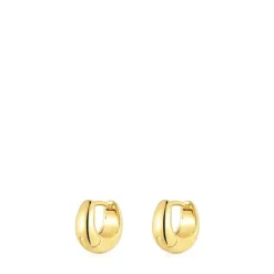 Brincos de argola curtos grossos banhados a ouro de 18 K sobre prata TOUS Basics