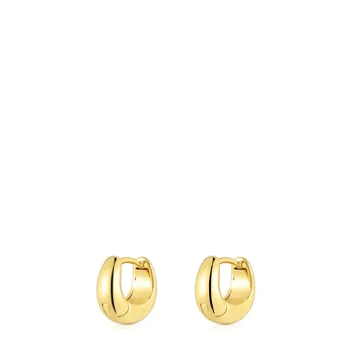 Brincos de argola curtos grossos banhados a ouro de 18 K sobre prata TOUS Basics