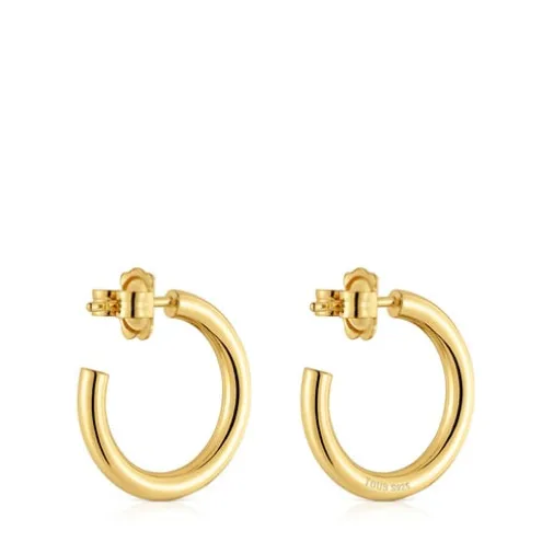 Brincos de argola curtos banhados a ouro de 18 K sobre prata 20 mm TOUS Basics