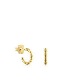Brincos de argola curtos bolas banhados a ouro de 18 K sobre prata 15 mm TOUS Basics