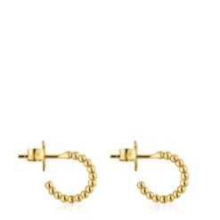 Brincos de argola curtos bolas banhados a ouro de 18 K sobre prata 15 mm TOUS Basics