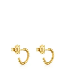 Brincos de argola curtos bolas banhados a ouro de 18 K sobre prata 15 mm TOUS Basics