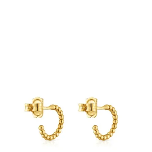 Brincos de argola curtos bolas banhados a ouro de 18 K sobre prata 15 mm TOUS Basics