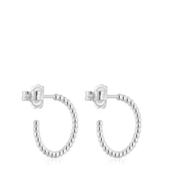 Brincos de argola curtos bolas em prata 15 mm TOUS Basics