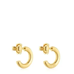 Brincos de argola curtos banhados a ouro de 18 K sobre prata 14 mm TOUS Basics