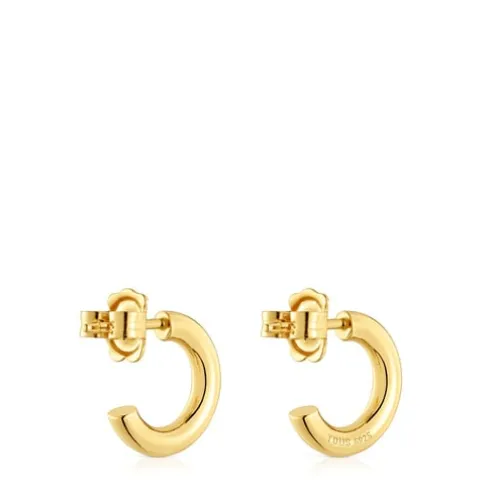 Brincos de argola curtos banhados a ouro de 18 K sobre prata 14 mm TOUS Basics