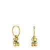 Brincos de argola curtos urso com banho de ouro de 18 K sobre prata e cromodiópsido Lligat