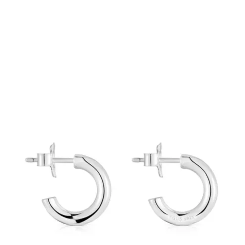 Brincos de argola curtos em prata 8 mm TOUS Basics