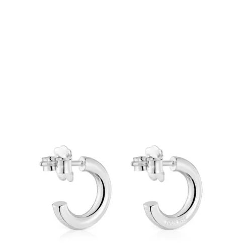 Brincos de argola curtos em prata 8 mm TOUS Basics
