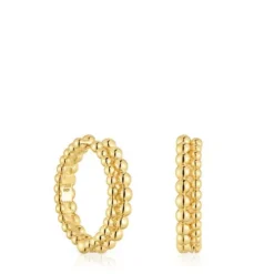 Brincos de argola dupla banhados a ouro de 18 K sobre prata Gloss