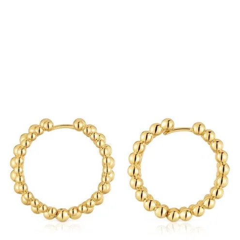 Brincos de argola dupla banhados a ouro de 18 K sobre prata Gloss