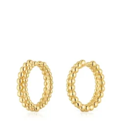 Brincos de argola dupla banhados a ouro de 18 K sobre prata Gloss