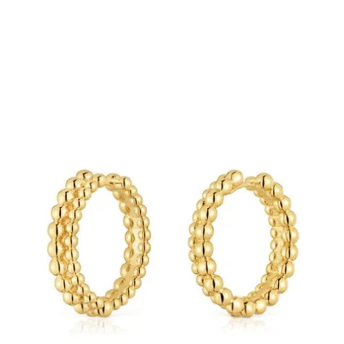 Brincos de argola dupla banhados a ouro de 18 K sobre prata Gloss
