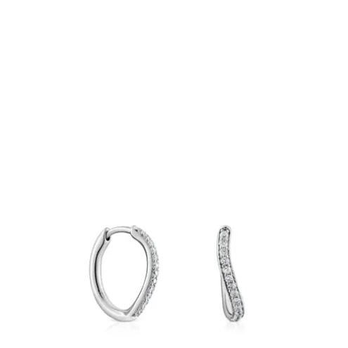 Brincos de argola em ouro branco e diamantes New Hav