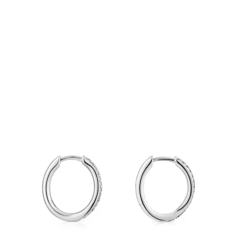 Brincos de argola em ouro branco e diamantes New Hav