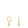 Brincos de argola em ouro e detalhe de urso Bold Bear